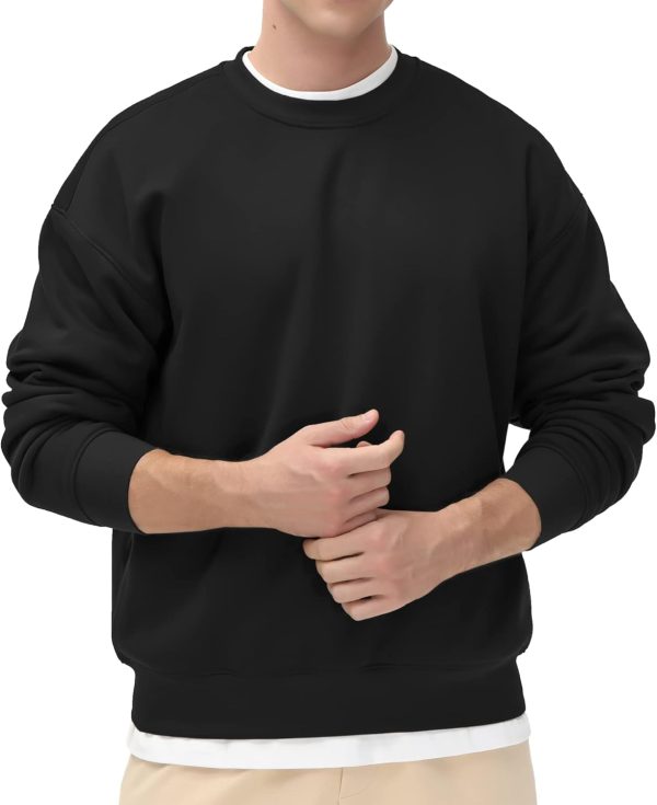 THE GYM PEOPLE Men Fleece Crewneck Sweatshirt Thick Loose fit Soft Basic Pullover Sweatshirt