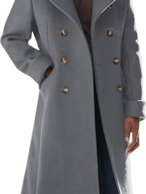 Mens Trench Coat Notch Lapel Slim Fit Double Breasted Wool Blend Long Pea Coat Winter Warm Overcoat
