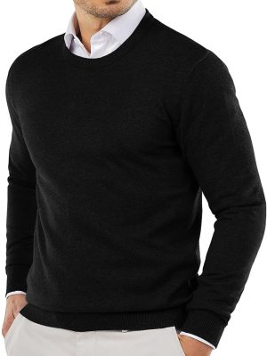 COOFANDY Men Crew Neck Sweater Lightweight Sweatshirts Knitted Pullover for Casual Or Dressy Wear